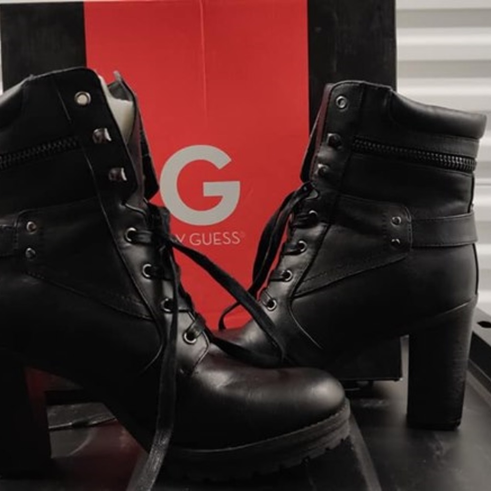 Guess High Heeled Combat Boots - Size 9